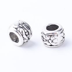 Antique Silver Tibetan Style Alloy Beads, Column, Cadmium Free & Lead Free, Antique Silver, 7.5x5.5mm, Hole: 3.5~4mm, about 1110pcs/1000g