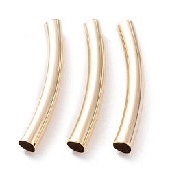 Real 24K Gold Plated Brass Tube Beads, Long-Lasting Plated, Curved Beads, Tube, Real 24K Gold Plated, 40x5mm, Hole: 4mm