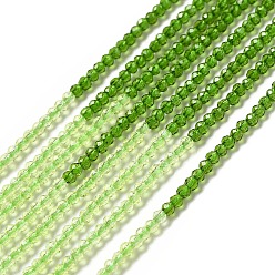 Yellow Green 2 Colors Transparent Glass Beads Strands, Segmented Multi-color Beads, Faceted, Round, Yellow Green, 2mm, Hole: 0.5~0.6mm, about 184~211pcs/strand, 15.28~15.75 inch(38.8~40cm)