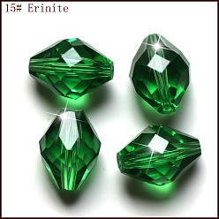 Green Imitation Austrian Crystal Beads, Grade AAA, Faceted, Bicone, Green, 10x13mm, Hole: 0.9~1mm