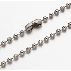 Stainless Steel Color Hot Selling 304 Stainless Steel Ball Chain Necklace, with Ball Chain Connectors, Stainless Steel Color, 17.7 inch(45cm)