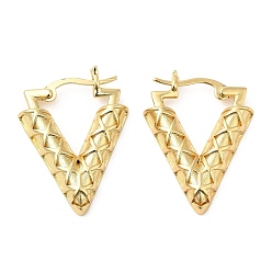 Real 18K Gold Plated Rack Plating Brass Hoop Earrings, for Women, Lead Free & Cadmium Free, Long-Lasting Plated, Letter V, Real 18K Gold Plated, 27x20x4mm