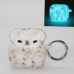 White Luminous Silicone Wireless Earbud Carrying Case, Glow in the Dark Earphone Storage Pouch, White, 50.5x67.6x29mm