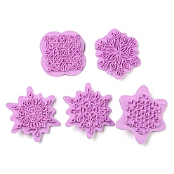 Violet Plastic Cookie Cutters, Baking Tools, Snowflake, Violet, 53~68.5x53~60x15mm, Inner Diameter: 44~54.5x41.5~53mm, 5pcs/set