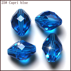 Озёрно--синий Имитация Австрийские кристаллические шарики, класс AAA, граненые, двухконусные, Плут синий, 6x9.5 мм, отверстие : 0.7~0.9 мм