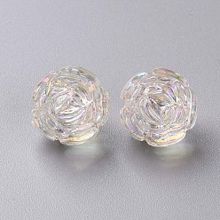 Clear Transparent Acrylic Beads, AB Color, Flower, Clear, 18x16.5mm, Hole: 2.5mm, about 228pcs/500g