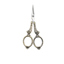 Antique Bronze Stainless Steel Scissors, Embroidery Scissors, Sewing Scissors, with Zinc Alloy Handle, Antique Bronze, 107x48mm