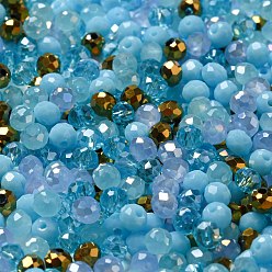 Pale Turquoise Glass Beads, Faceted, Rondelle, Pale Turquoise, 4x3mm, Hole: 0.4mm, about 6800pcs/500g
