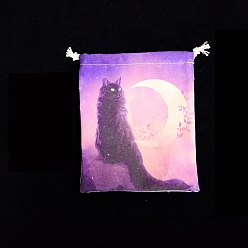 Cat Shape Сумка для хранения карт таро, сумки на шнурке из ткани, для колдовства принадлежности для викканского алтаря, прямоугольные, форма кошки, 160~165x135 мм