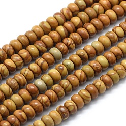 Wood Lace Stone Natural Wood Lace Stone Beads Strands, Rondelle, 6x4mm, Hole: 1mm, about 96pcs/strand, 15.94 inch(40.5cm)