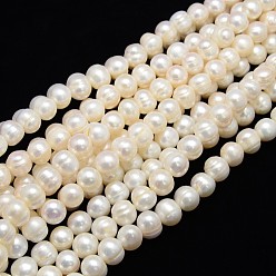 Creamy White Grade A Natural Cultured Freshwater Pearl Beads Strands, Potato, Creamy White, 11~12mm, Hole: 0.8mm, about 36pcs/strand, 13.77 inch~14.17 inch