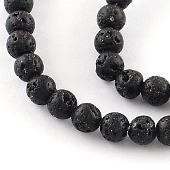 Lave Brins de perles rondes en pierre de lave teinte naturelle, 6mm, Trou: 1mm, Environ 62 pcs/chapelet, 15.7 pouce