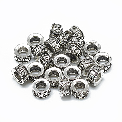 Plata Antigua Tailandia 925 cuentas de plata esterlina, abalorios de grande agujero, columna, plata antigua, 8x5 mm, agujero: 4.5 mm