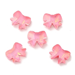 Rosa Cabujones de diamantes de imitación de vidrio estilo mocha k, espalda y espalda planas, facetados, lazo, rosa, 9 mm