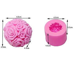 Hot Pink DIY Food Grade Silicone Candle Molds, Resin Casting Molds, For UV Resin, Epoxy Resin Jewelry Making, Flower, Hot Pink, 6.5x4.6cm, Inner Diameter: 4.9x4.1cm
