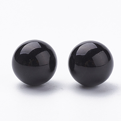 Noir Perles d'imitation en plastique écologique, haut lustre, Grade a, ronde, noir, 40mm, Trou: 3.8mm
