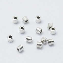 Platine Plaqué rhodium 925 perles à écraser en argent sterling, Tube, platine, 2x2mm, Trou: 1mm