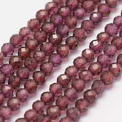 Garnet Natural Garnet Beads Strands, Faceted, Round, 2mm, Hole: 0.5mm, about 178pcs/strand, 15.3 inch(39cm)