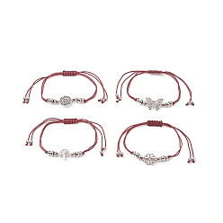 Red Alloy Link Bracelet for Women, Mixed Shape, Red, Inner Diameter: 5/8~3-5/8 inch(1.6~9.3cm)