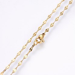 Golden 304 Stainless Steel Chain Necklaces, with Lobster Claw Clasps, Golden, 19.69 inch(50cm), 2x0.4mm, link: 4x2x0.4mm