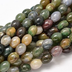 Indian Agate Oval Natural Indian Agate Bead Strands, 10x8mm, Hole: 1mm, about 39pcs/strand, 15.7 inch