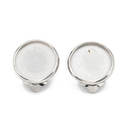 Stainless Steel Color 304 Stainless Steel Clip-on Earring Setting, Flat Round, Stainless Steel Color, 16x14x8mm, Hole: 3mm, Inner Diameter: 12mm