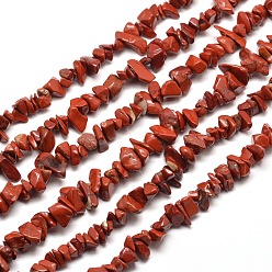 Красный Камень Нити из бисера натуральный красный яшма чип, 5~8x5~8 мм, отверстие : 1 мм, о 31.5 дюйме