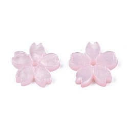 Pink Abalorios de acrílico opacos, sakura, rosa, 10.5x11x2 mm, agujero: 1.2 mm