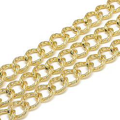 Gold Unwelded Aluminum Curb Chains, Gold, 17x14x2.3x3.8mm
