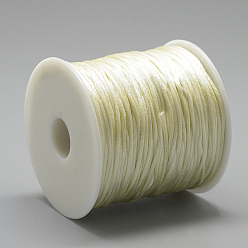Beige Fil de nylon, corde de satin de rattail, beige, environ 1 mm, environ 76.55 yards (70m)/rouleau