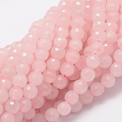 Cuarzo Rosa Facetadas de cuarzo natural aumentó hebras de perlas redondas, 8 mm, agujero: 1 mm, sobre 50 unidades / cadena, 15.3 pulgada