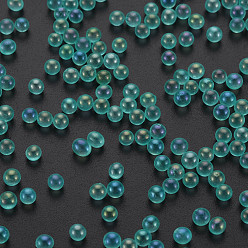 Medium Turquoise DIY 3D Nail Art Decoration Mini Glass Beads, Tiny Caviar Nail Beads, AB Color Plated, Round, Medium Turquoise, 3.5mm, about 450g/bag
