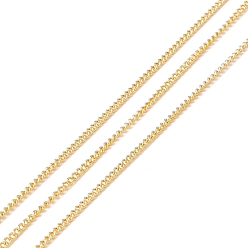 Real 18K Gold Plated Brass Curb Chains, Long-Lasting Plated, Soldered, with Spool, Cadmium Free & Lead Free, Real 18K Gold Plated, 2.3x2x1mm