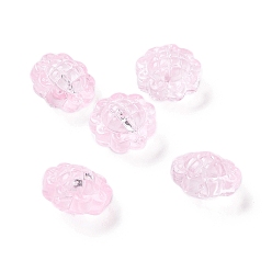 Perlas de Color Rosa Perlas de vidrio pintado en aerosol transparente, girasol, rosa perla, 15x10 mm, agujero: 1.2 mm