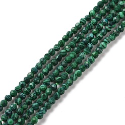 Malaquita Perlas de malaquita sintética hebras, facetados, rondo, 2 mm, agujero: 0.6 mm, sobre 185~187 unidades / cadena, 15.35~15.55 pulgada (39~39.5 cm)