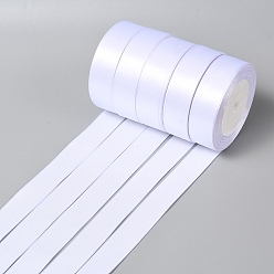 Blanc Ruban de satin à face unique, Ruban polyester, blanc, 1 pouce (25 mm) de large, 25yards / roll (22.86m / roll), 5 rouleaux / groupe, 125yards / groupe (114.3m / groupe)