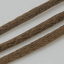 Saddle Brown Nylon Cord, Satin Rattail Cord, for Beading Jewelry Making, Chinese Knotting, Saddle Brown, 2mm, about 50yards/roll(150 feet/roll)