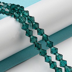 Teal Faceted Imitation Austrian Crystal Bead Strands, Grade AAA, Bicone, Teal, 5x5mm, Hole: 0.7~0.9mm, about 80pcs/strand, 15.7 inch