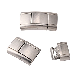 Stainless Steel Color 304 Stainless Steel Bayonet Clasps, Rectangle, Matte, Stainless Steel Color, 24x12.5x5.5mm, Hole: 3x10.5mm