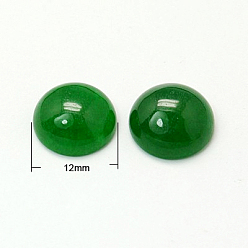 White Jade Natural White Jade Cabochons, Dyed,  Half Round, Green, 12x5mm
