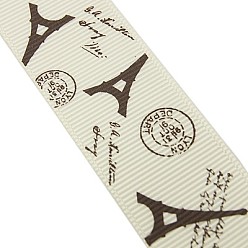 Navajo White Tower Pattern Printed Grosgrain Ribbon, Navajo White, 1 inch(26mm) about 100yards/roll(91.44m/roll)