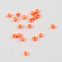 Orange Baking Paint Glass Seed Beads, Orange, 4~5x3~4mm, Hole: 1~2mm