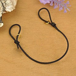 Black Elastic Cord Bracelet Making, with Iron Jump Rings, Adjustable, Black, 130mm