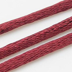 Dark Red Nylon Cord, Satin Rattail Cord, for Beading Jewelry Making, Chinese Knotting, Dark Red, 2mm, about 50yards/roll(150 feet/roll)