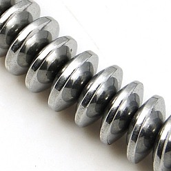 Silver Plated Non-magnetic Synthetic Hematite Beads Strands, Disc, Silver Plated, 8x3mm, Hole: 1mm, about 121pcs/strand, 15.5 inch