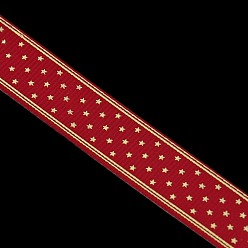 Dark Red Star Printed Grosgrain Ribbon, Christmas Ribbon, Nice for Party Decoration, Dark Red, 3/8 inch(10mm), about 100yards/roll(91.44m/roll)