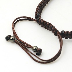 Coconut Brown Nylon DIY Bracelet Making, with Hematite Beads and Brass Rings, Golden, Coconut Brown, 140~145x4~6mm