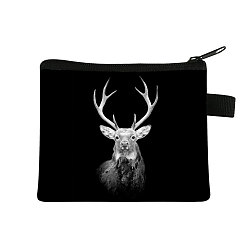 Deer Realistic Animal Pattern Polyester Clutch Bags, Change Purse with Zipper, for Women, Rectangle, Deer, 13.5x11cm