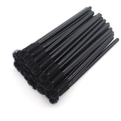 Black Silicone Disposable Eyebrow Brush, Mascara Wands, for Extensions Lash Makeup Tools, Black, 10.7x0.4cm