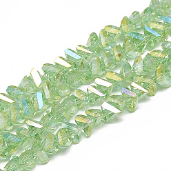 Vert Clair Perles en verre electroplate, triangle facettes, vert clair, 6x5x4mm, Trou: 1.2mm, Environ 100 pcs/chapelet, 12.99 pouce